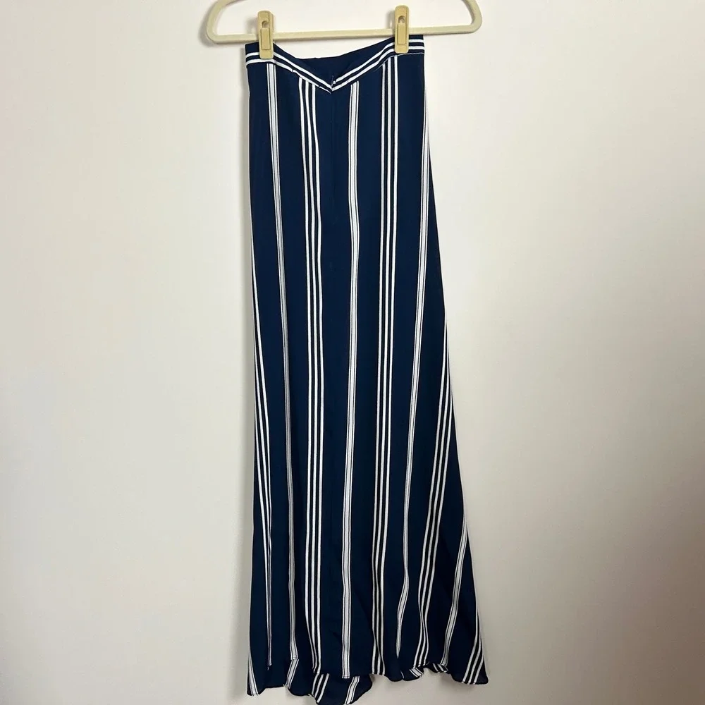 Flynn Skye Wrap It Up Slit Maxi Skirt Womens S Blue White‎ Striped Nautical